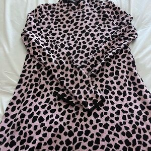 Pink and Black Leopard Print Sweater Dress